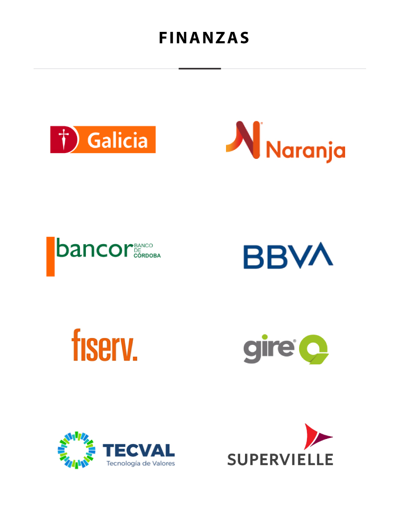 Clientes CDA Finanzas: Galicia, Naranja, Banco R, BBVA, fiserv, gire, tecval, supervielle