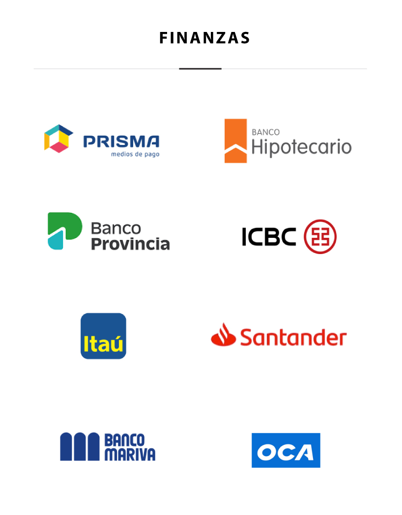 Clientes CDA Finanzas: prisma, banco hipotecario, banco provincia, icbc, itaú, santander, banco mariva, OCA