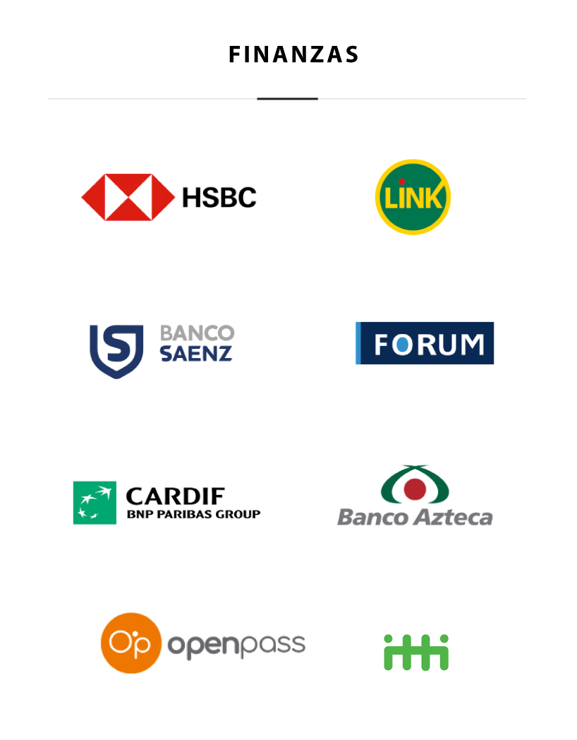 Clientes CDA Finanzas: HSBC, LINK, banco saenz, forum, cardif, banco azteca, openpass, itti