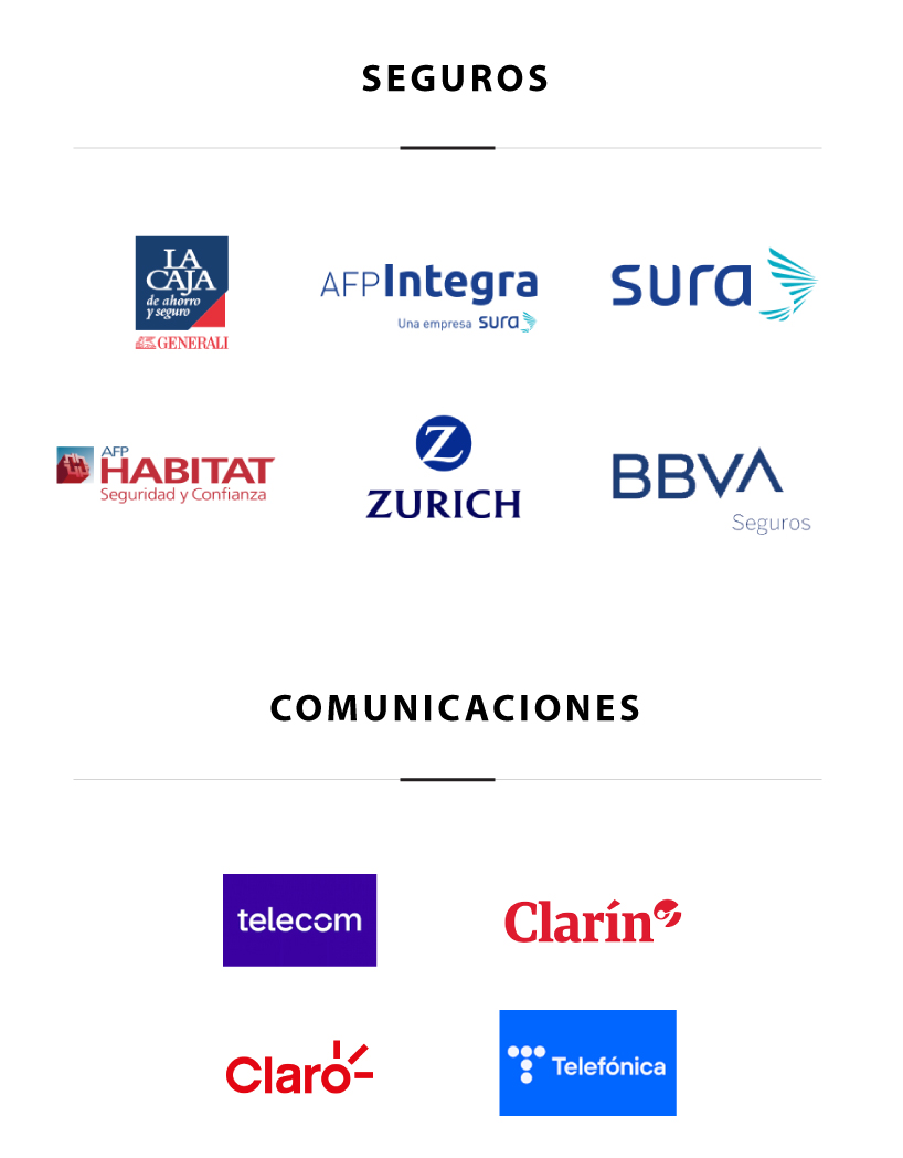 Clientes CDA Seguros: La caja, AFPintegra, sura, AFPhabitat, Zurich, BBVA seguros